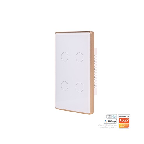 HV9120-4 - Wifi 4 Gang White with Gold Trim Wall HV9120-4