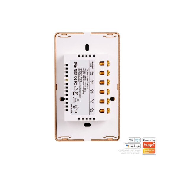 HV9120-4 - Wifi 4 Gang White with Gold Trim Wall HV9120-4