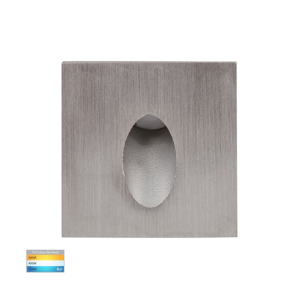 HV3216T-SS316-12V - Mini Reces 316 Stainless Steel Square TRI Colour Recessed LED Step Light