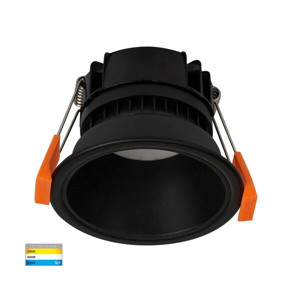 HV5529T-BB - Gleam Black with Black Insert Tri Colour Fixed Deep LED Downlight