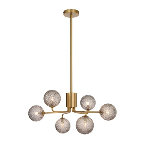 6 Light Pendant Antique Gold - Smoke