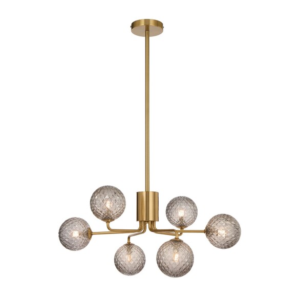 FELTON PE06AGSM - 6 Light Pendant Antique Gold - Smoke