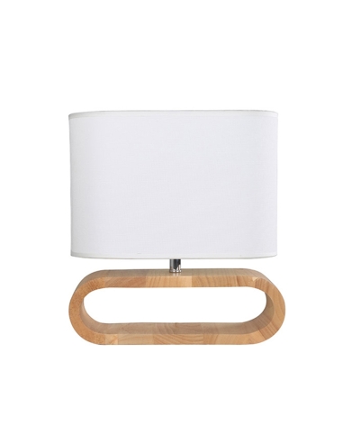TABLE LAMP ES 40W BLONDE WOOD/WH CLOTH SHADE H330mm x W300mm (Base D100mm Shade H160mm) WTY 1YR