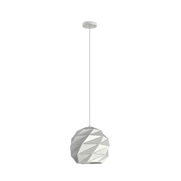 ORIGAMI3 - Interior Small Dome Carved Iron Origami Style Pendant Lights - Matte Grey