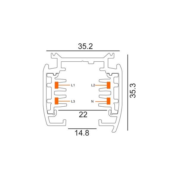 TRK3WH2M - 4 Wire 3 Circuit Universal Tracks, TRK3WH2M