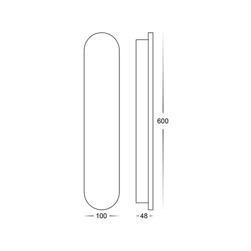 HV3562T-BLK - Barline Shadow Aluminium 600mm HV3562T-BLK