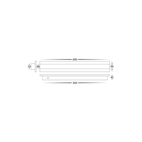 HV3582T-BLK-24V - Barline Aluminium Black 600mm HV3582T-BLK-24V