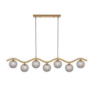 ORTON PE7-AGAMT - 7 Light Pendant Antique Gold - Amber TearORTON PE7-AGAMT