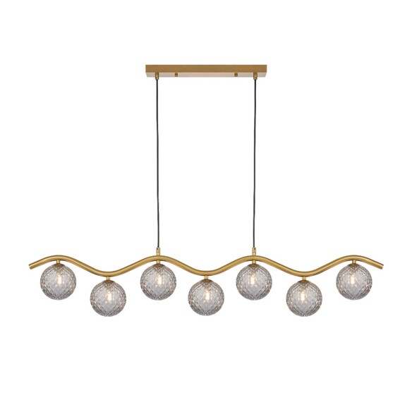 ORTON PE7-AGSMT - 7 Light Pendant Antique Gold - Smoke Tear