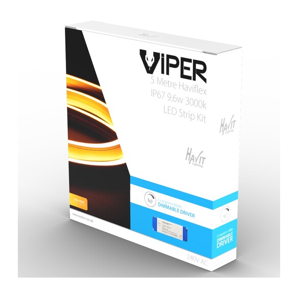 VPR9793IP67-320-5M - Viper Side Bend Haviflex 9.6W Per Metre 5m LED Strip kit 3000K