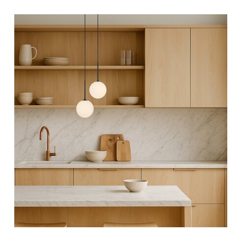 GASTON PE2-BKOM - 2 Light Pendant Black - Opal GASTON PE2-BKOM