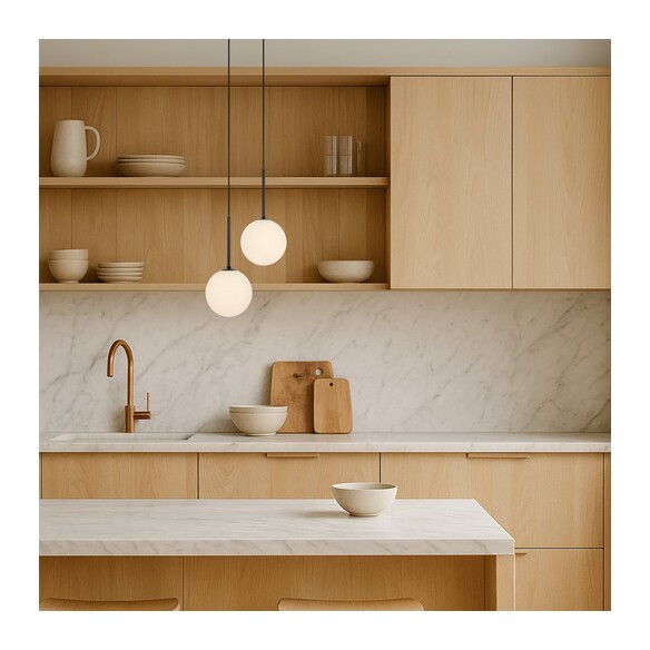 GASTON PE2-BKOM - 2 Light Pendant Black - Opal GASTON PE2-BKOM