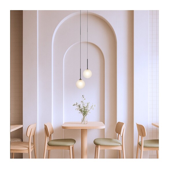 GASTON PE2-BKOM - 2 Light Pendant Black - Opal GASTON PE2-BKOM