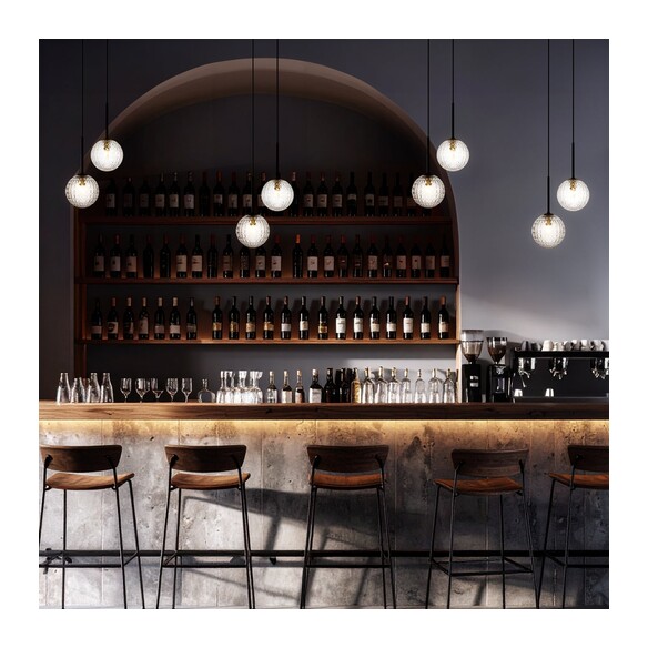 GASTON PE2-BKOM - 2 Light Pendant Black - Opal GASTON PE2-BKOM