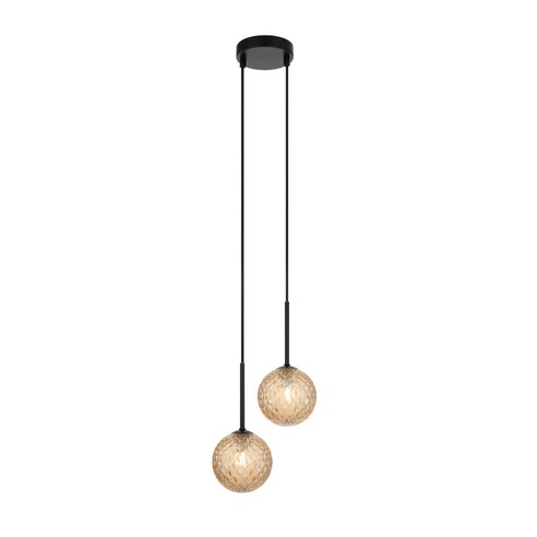 GASTON PE2-BKOM - 2 Light Pendant Black - Opal GASTON PE2-BKOM