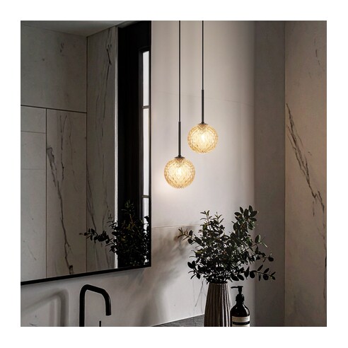 GASTON PE2-BKOM - 2 Light Pendant Black - Opal GASTON PE2-BKOM