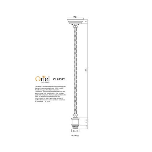 OL69322WH - ALBANY 180cm White Cloth Cord with OL69322WH