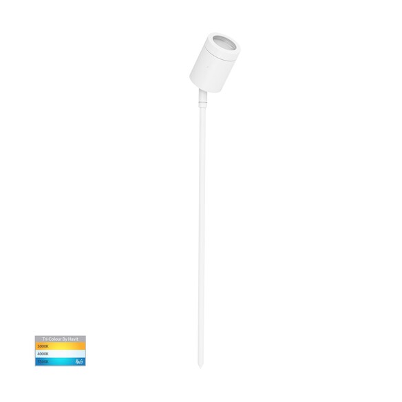 HV1421T-WHT - Pointe White TRI Colour LED Garden Spike Light