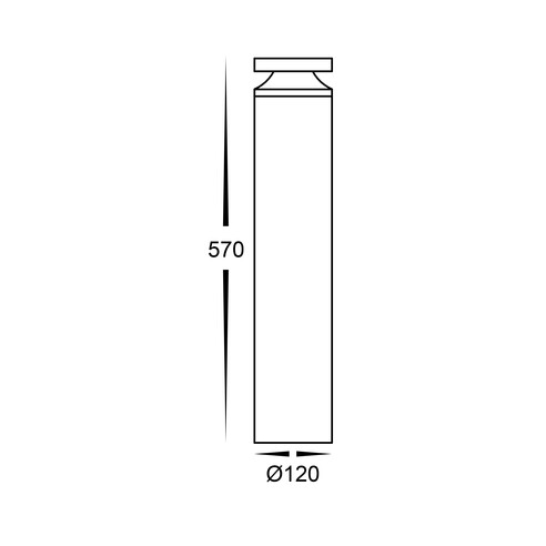 HV1638T-BLK-24V - Noray 570mm Black LED Bollard HV1638T-BLK-24V