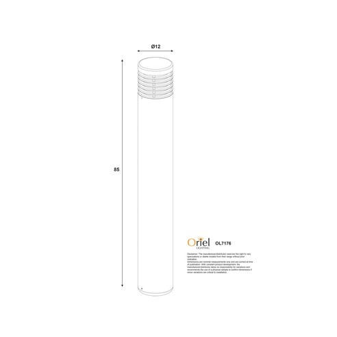 OL7176BK - BRAY Black 85cm E27 240V Bollard LightOL7176BK
