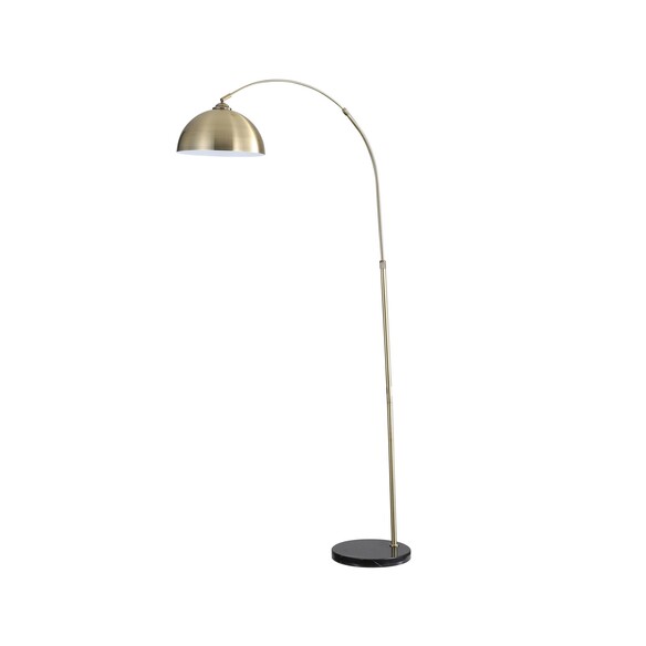 SL91203AB - Marmo Antique Brass Arc Floor Lamp with Marble Base