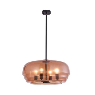 CUAD2 - Interior Amber Flat Top Dome Glass Shade Pendant CUAD2