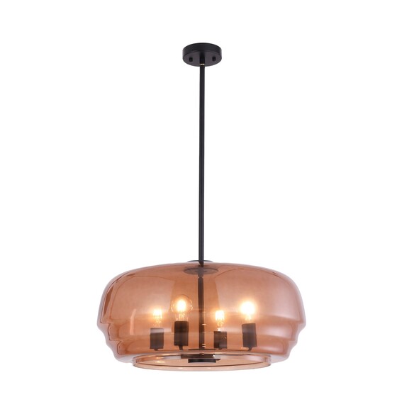 CUAD2 - Interior Amber Flat Top Dome Glass Shade Pendant Light