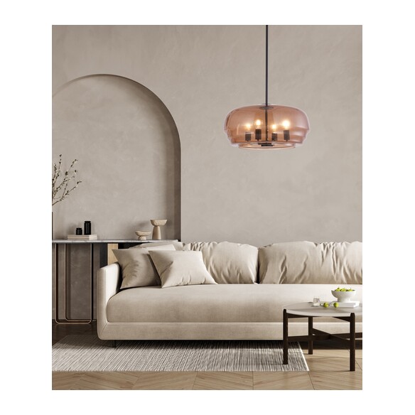 CUAD2 - Interior Amber Flat Top Dome Glass Shade CUAD2