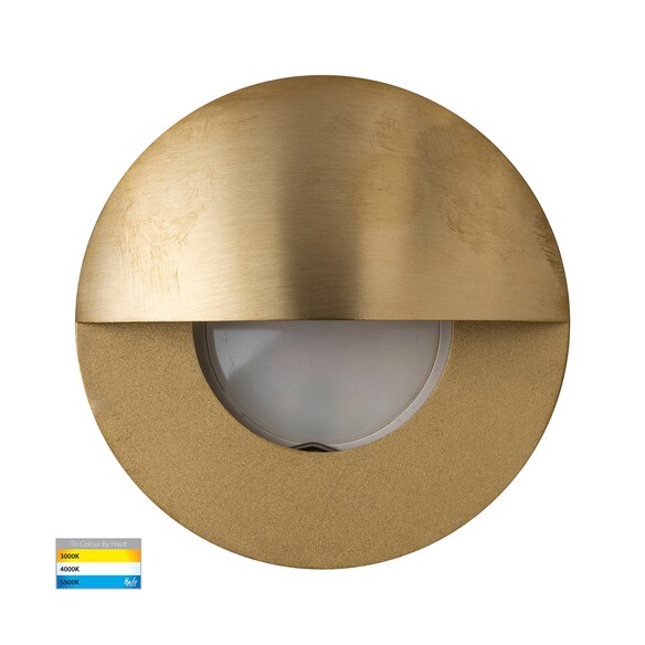 HV19012T-BR - Ollo Brass TRI Colour LED Step Light With Eyelid