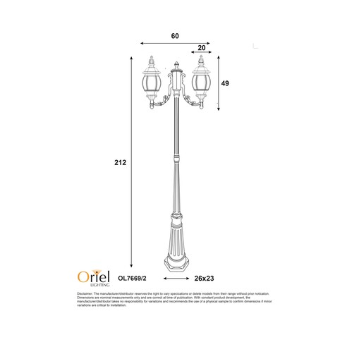 OL7669/2BK - HIGHGATE Twin Black IP44 E27 212cm OL7669/2BK