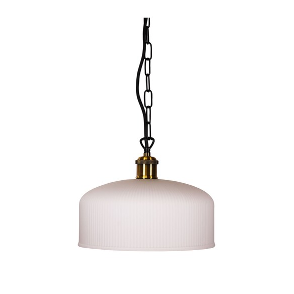 OL62257/27OM - MINKA.27 Black and Antique Brass with Ribbed Opal Matt Glass E27 Pendant