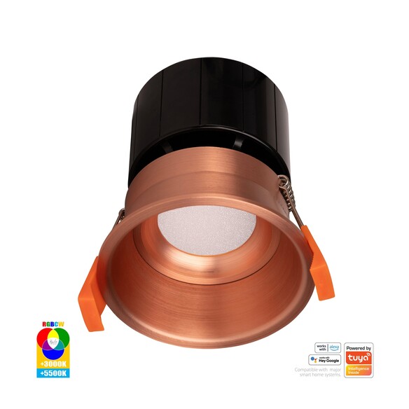 HV5513RGBCW-CP - Prime Copper Coloured Fixed Deep RGBCW WIFI LED Downlight