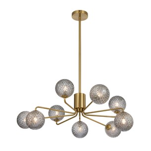 FELTON PE09AGSMT - 9 Light Pendant Antique Gold - Smoke TearFELTON PE09AGSMT