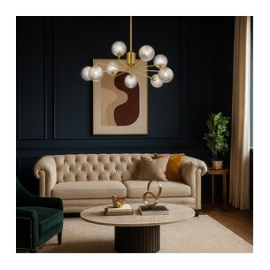 FELTON PE09AGSMT - 9 Light Pendant Antique Gold - Smoke TearFELTON PE09AGSMT 2