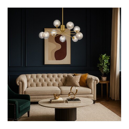 FELTON PE09AGSMT - 9 Light Pendant Antique Gold - FELTON PE09AGSMT