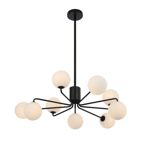 FELTON PE09BKOM - 9 Light Pendant Black - Opal FELTON PE09BKOM