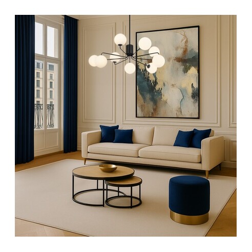 FELTON PE09BKOM - 9 Light Pendant Black - Opal FELTON PE09BKOM