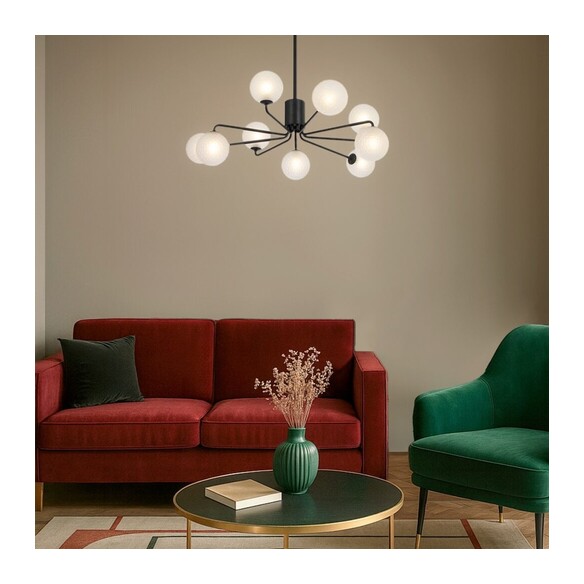 FELTON PE09BKOM - 9 Light Pendant Black - Opal FELTON PE09BKOM