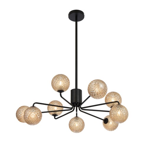FELTON PE09BKOM - 9 Light Pendant Black - Opal FELTON PE09BKOM