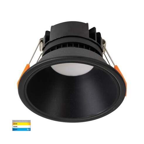 Gleam Black with Black Insert Tri Colour Fixed Deep LED Downlight