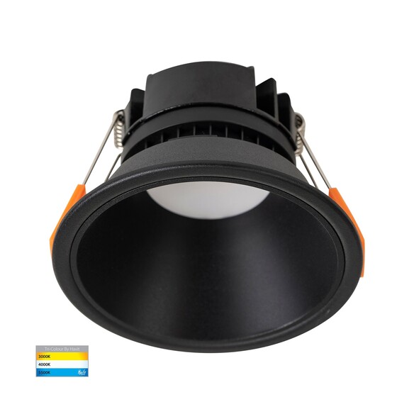 HV5528T-BB - Gleam Black with Black Insert Tri Colour Fixed Deep LED Downlight