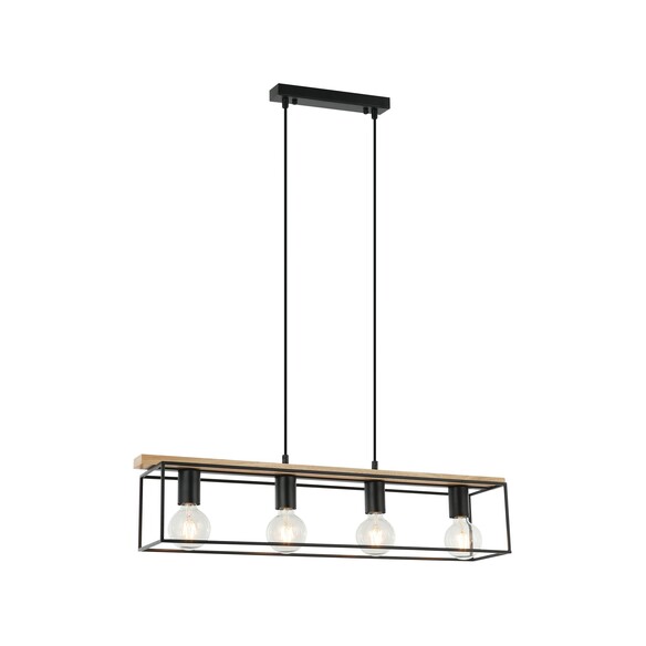 VIRUN1 - Interior Rectangular Frame Wood with Black Hardware Pendant Light