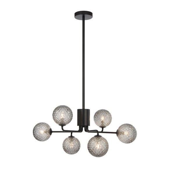 FELTON PE06BKFRT - 6 Light Pendant Black - Frost Tear