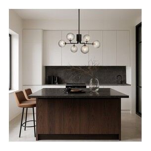 FELTON PE06BKFRT - 6 Light Pendant Black - Frost TearFELTON PE06BKFRT 2