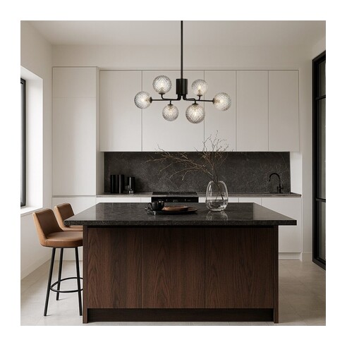 FELTON PE06BKFRT - 6 Light Pendant Black - Frost FELTON PE06BKFRT