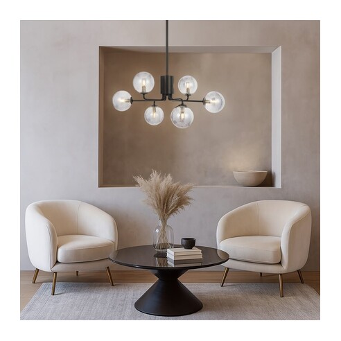 FELTON PE06BKFRT - 6 Light Pendant Black - Frost FELTON PE06BKFRT