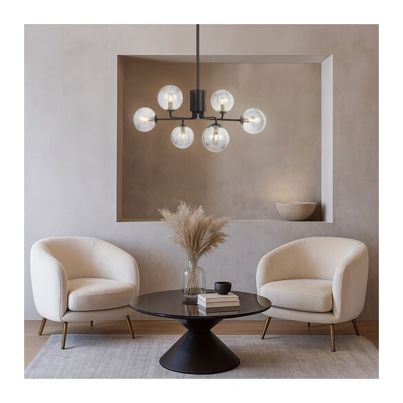 FELTON PE06BKFRT - 6 Light Pendant Black - Frost FELTON PE06BKFRT