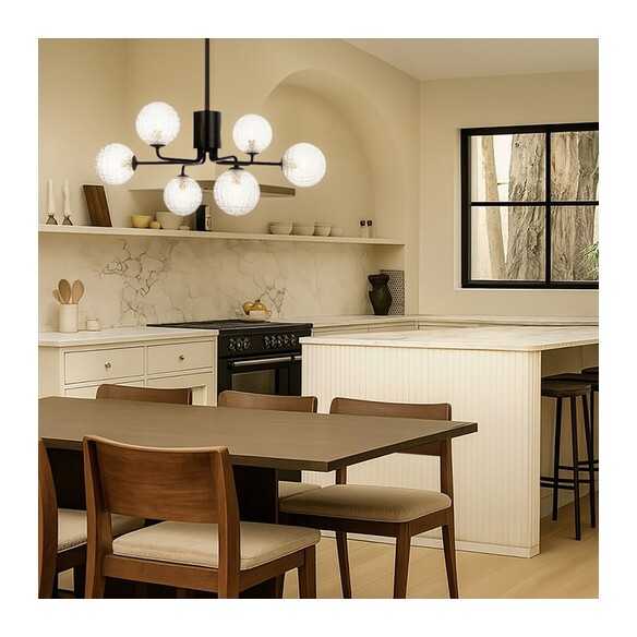 FELTON PE06BKFRT - 6 Light Pendant Black - Frost FELTON PE06BKFRT