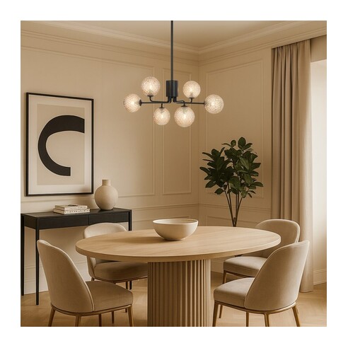 FELTON PE06BKFRT - 6 Light Pendant Black - Frost FELTON PE06BKFRT