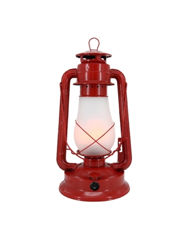 TABLE LAMP 12V ES Replica Kerosine GLOSS RED Rechargeable (incl 3W LED Flame Lamp) OD210mm x H39mm WTY 2 YRS